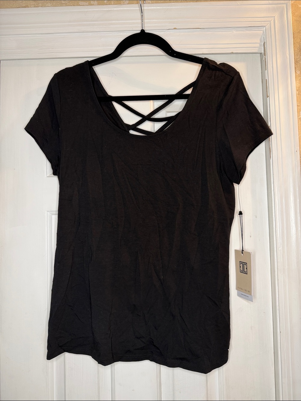 Ivanka Trump Black Short Sleeve Tee with Crisscross Back